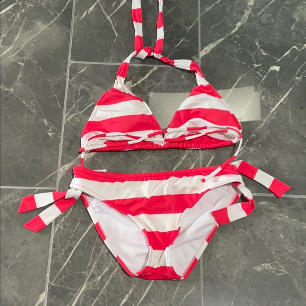 Pink & White striped bikini